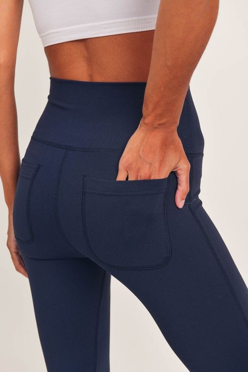High Waisted Solid Leggings With Back Pockets